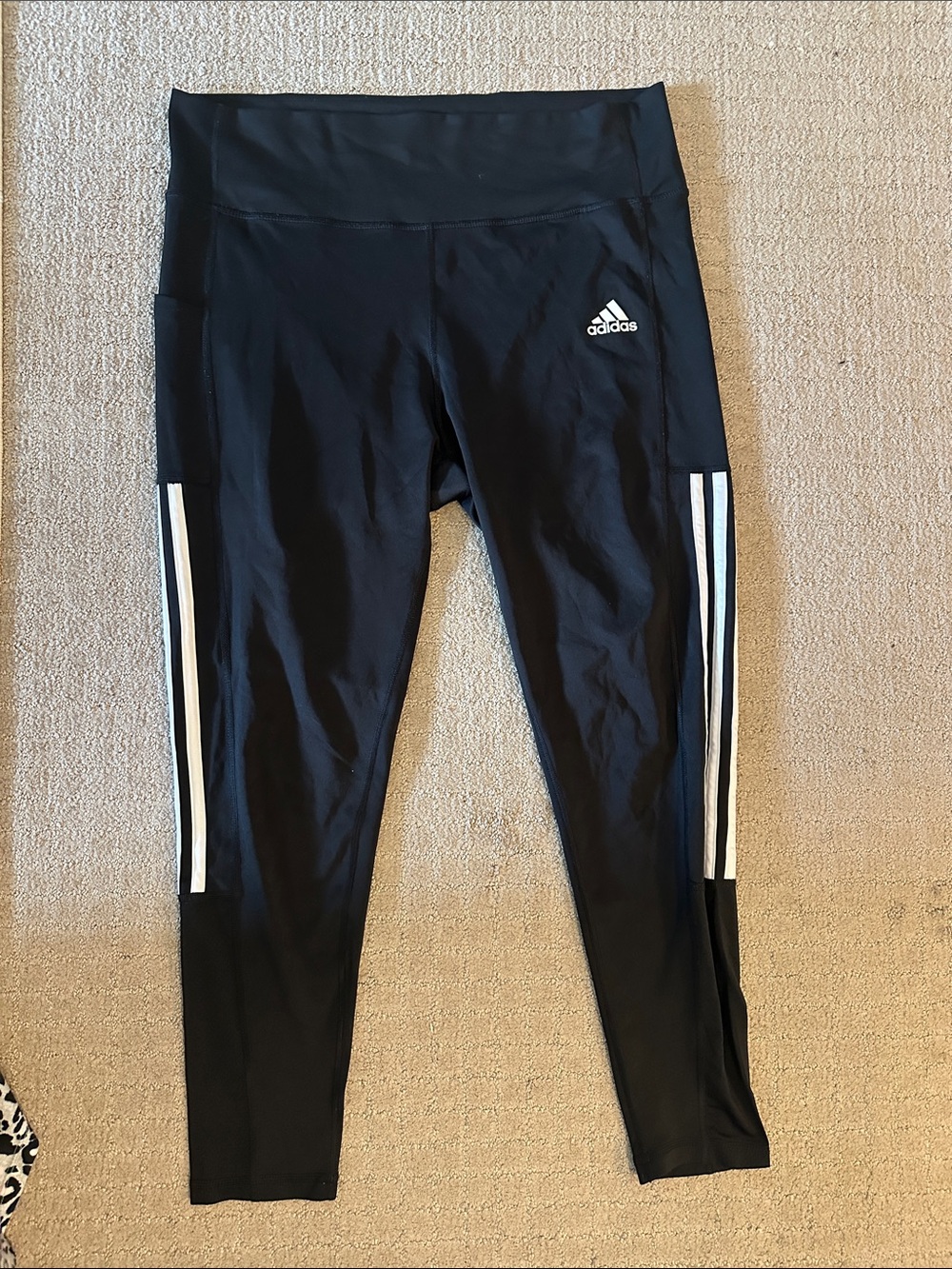 Women’s adidas Black Leggings with White Side Stripes